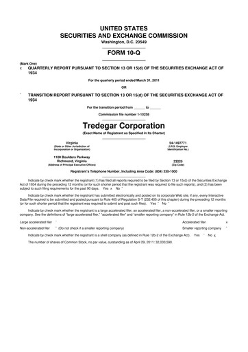 Thumbnail Tredegar 10-Q Quarterly Report FY 