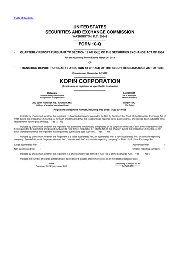 Thumbnail Kopin Corporation
 10-Q Quarterly Report FY 