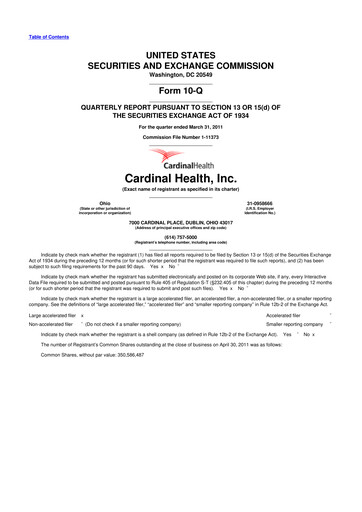 Thumbnail Cardinal Health 10-Q Quarterly Report FY2011 