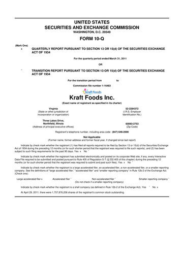 Thumbnail Mondelez International 10-Q Quarterly Report FY2011 