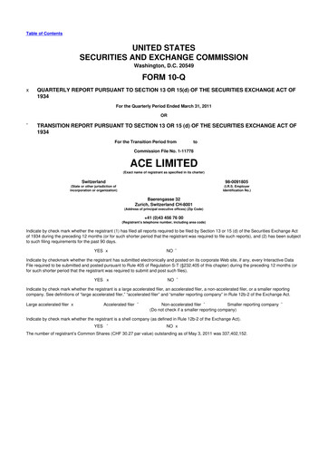 Vorschaubild Chubb 10-Q Quartalsbericht 2011 