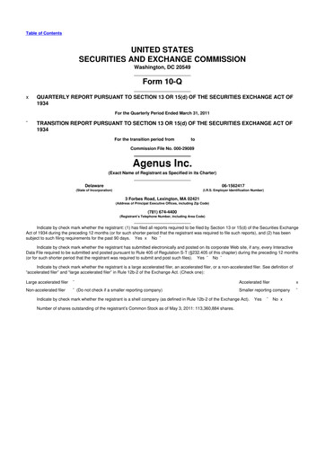 Thumbnail Agenus
 10-Q Quarterly Report FY 