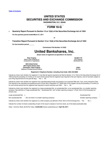 Vorschaubild United Bankshares 10-Q Quartalsbericht 2011 