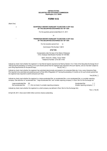 Miniature AT&T 10-Q Rapport trimestriel 2011 