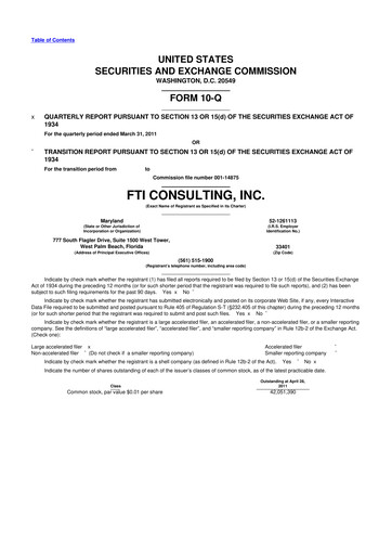 Thumbnail FTI Consulting 10-Q Quarterly Report FY2011 