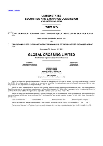 Thumbnail Global Crossing 10-Q Quarterly Report FY 