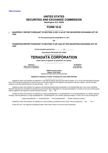 Thumbnail Teradata 10-Q Quarterly Report FY2011 