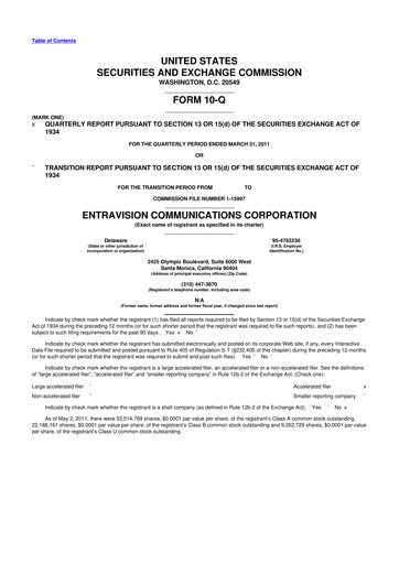 Thumbnail Entravision Communications
 10-Q Quarterly Report FY 