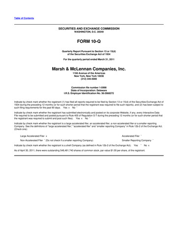 Vorschaubild Marsh & McLennan Companies 10-Q Quartalsbericht 2011 