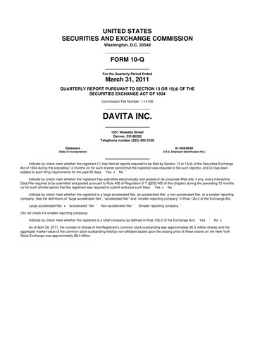 Thumbnail DaVita 10-Q Quarterly Report FY2011 