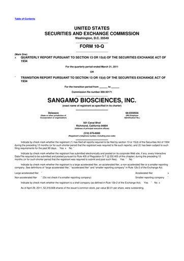 Thumbnail Sangamo Therapeutics
 10-Q Quarterly Report FY 