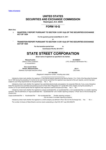 Thumbnail State Street Corporation
 10-Q Quarterly Report FY2011 