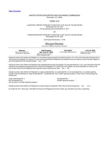 Thumbnail Morgan Stanley 10-Q Quarterly Report FY2011 