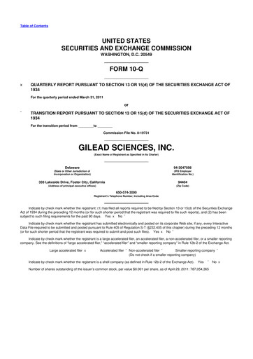 Thumbnail Gilead Sciences 10-Q Quarterly Report FY2011 