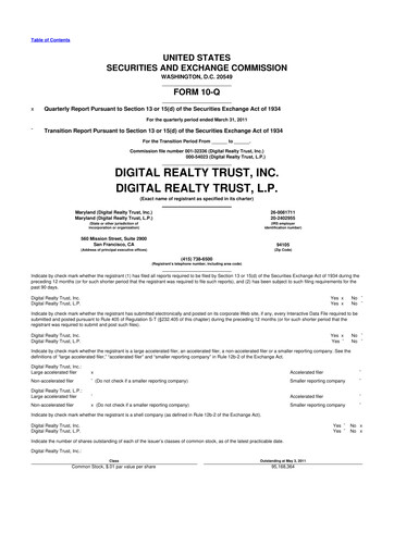 Vorschaubild Digital Realty 10-Q Quartalsbericht  
