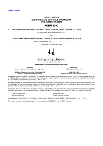 Vorschaubild Churchill Downs 10-Q Quartalsbericht  