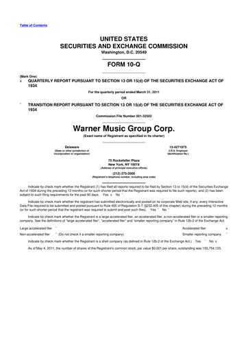 Vorschaubild Warner Music Group
 10-Q Quartalsbericht  
