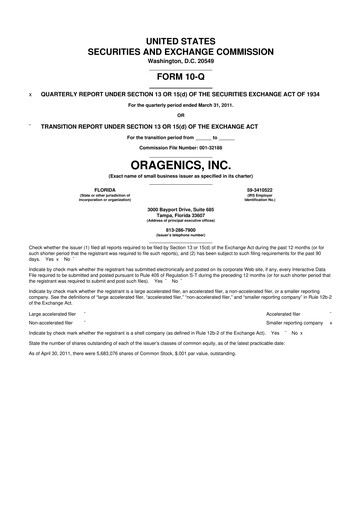 Thumbnail Oragenics 10-Q Quarterly Report FY 