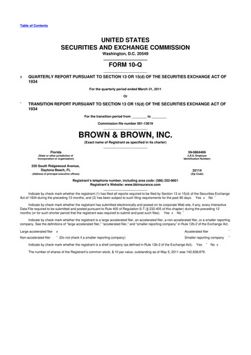 Thumbnail Brown & Brown
 10-Q Quarterly Report FY2011 