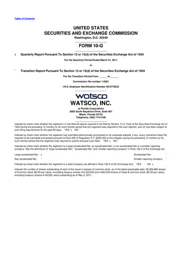 Thumbnail Watsco
 10-Q Quarterly Report FY2011 