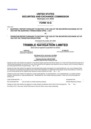 Vorschaubild Trimble 10-Q Quartalsbericht 2011 