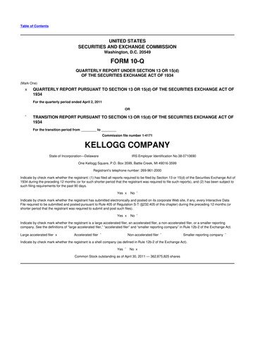 Thumbnail Kellanova 
 (Kellogg's) 10-Q Quarterly Report FY2011 