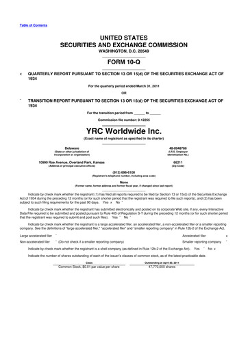 Thumbnail Yellow Corporation 10-Q Quarterly Report FY 