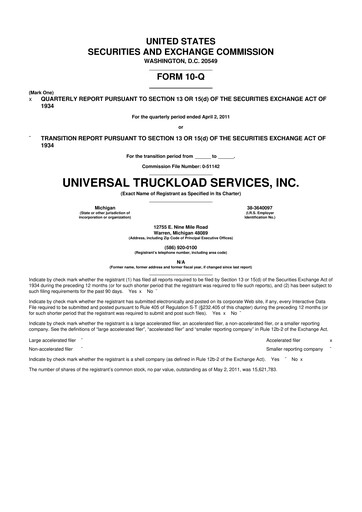 Thumbnail Universal Logistics Holdings 10-Q Quarterly Report FY 