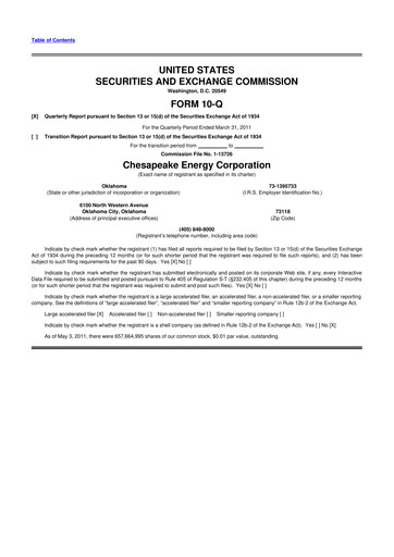 Miniature Expand Energy 10-Q Rapport trimestriel 2011 