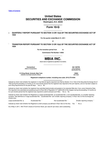 Thumbnail MBIA 10-Q Quarterly Report FY2011 