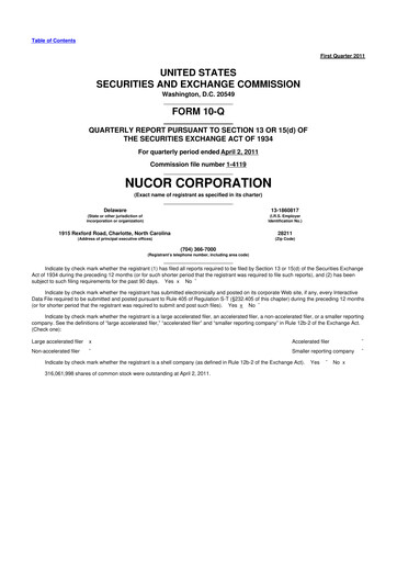 Vorschaubild Nucor
 10-Q Quartalsbericht 2011 