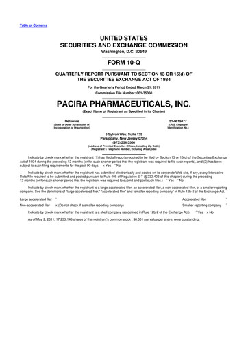 Miniature Pacira Biosciences
 10-Q Rapport trimestriel  