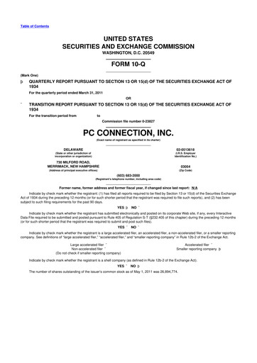 Miniature PC Connection
 10-Q Rapport trimestriel  