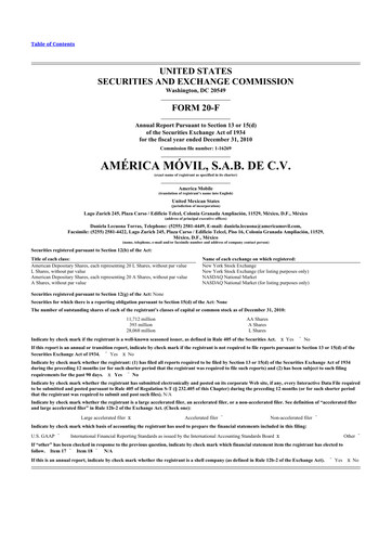 Thumbnail America Movil 20-F Annual Report 