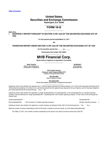 Thumbnail MVB Financial 10-Q Quarterly Report FY 