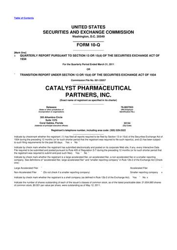 Thumbnail Catalyst Pharmaceuticals 10-Q Quarterly Report FY 