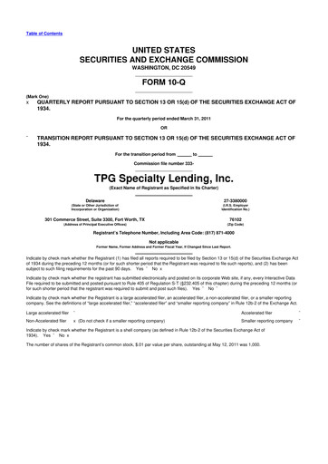 Vorschaubild Sixth Street Specialty Lending 10-Q Quartalsbericht  