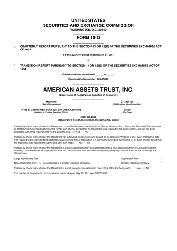 Vorschaubild American Assets Trust
 10-Q Quartalsbericht  