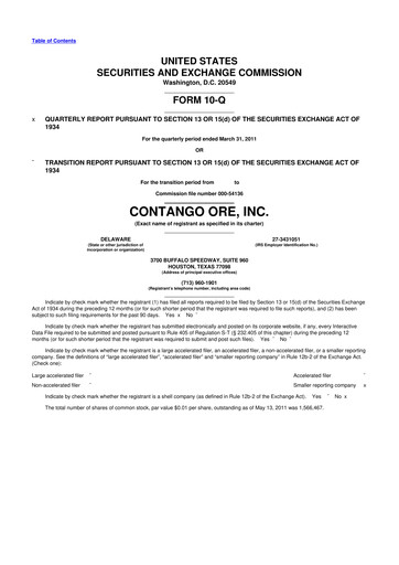 Thumbnail Contango Ore 10-Q Quarterly Report FY 