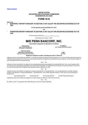 Thumbnail Mid Penn Bancorp 10-Q Quarterly Report FY 