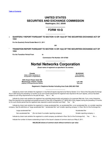 Vorschaubild Nortel Networks 10-Q Quartalsbericht  