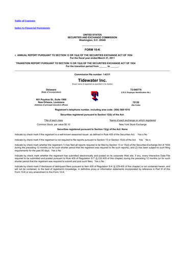 Miniature Tidewater 10-K Rapport annuel 2011