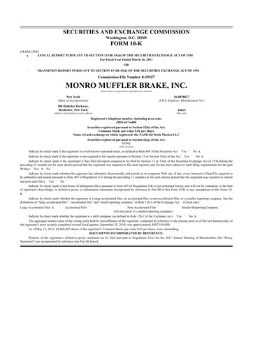 Thumbnail Monro 10-K Annual Report 