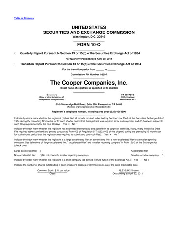 Vorschaubild Cooper Companies 10-Q Quartalsbericht 2011 