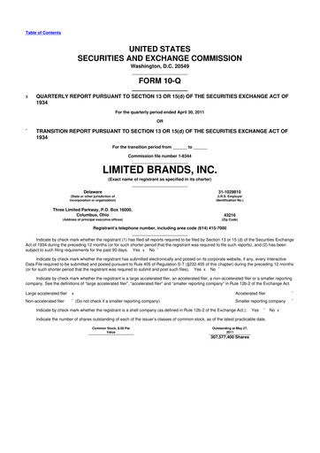 Thumbnail Bath & Body Works 10-Q Quarterly Report FY2011 