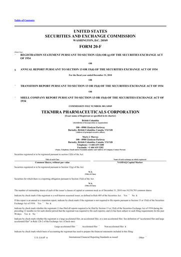 Thumbnail Arbutus Biopharma
 20-F Annual Report 