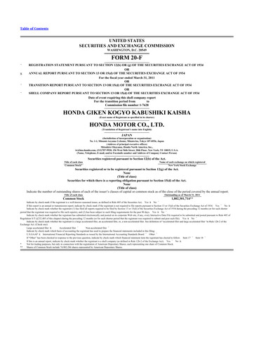 Miniature Honda 20-F Rapport annuel 2011