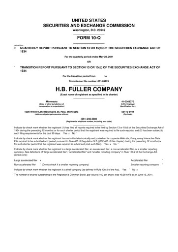 Thumbnail H.B. Fuller
 10-Q Quarterly Report FY2011 