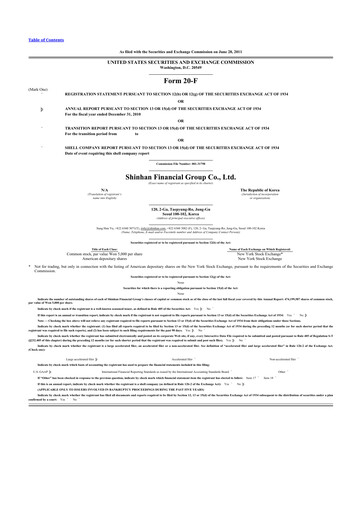 Thumbnail Shinhan Financial Group
 20-F Annual Report 