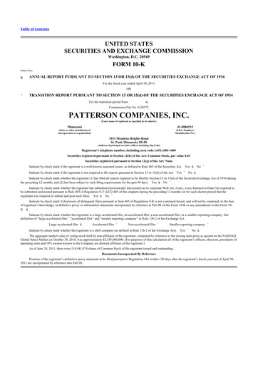 Thumbnail Patterson Companies
 10-K Annual Report 2011